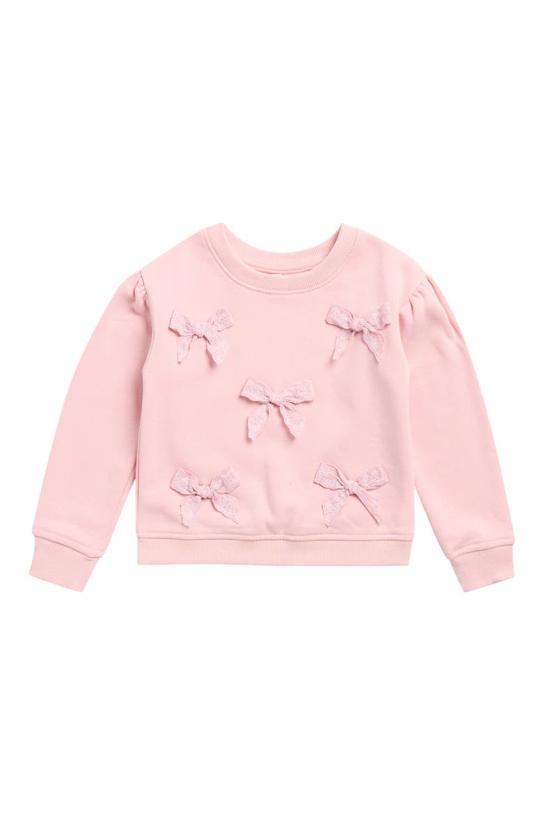 Kids' 3D Bow Sweatshirt, Main, color, PEACH SKIN