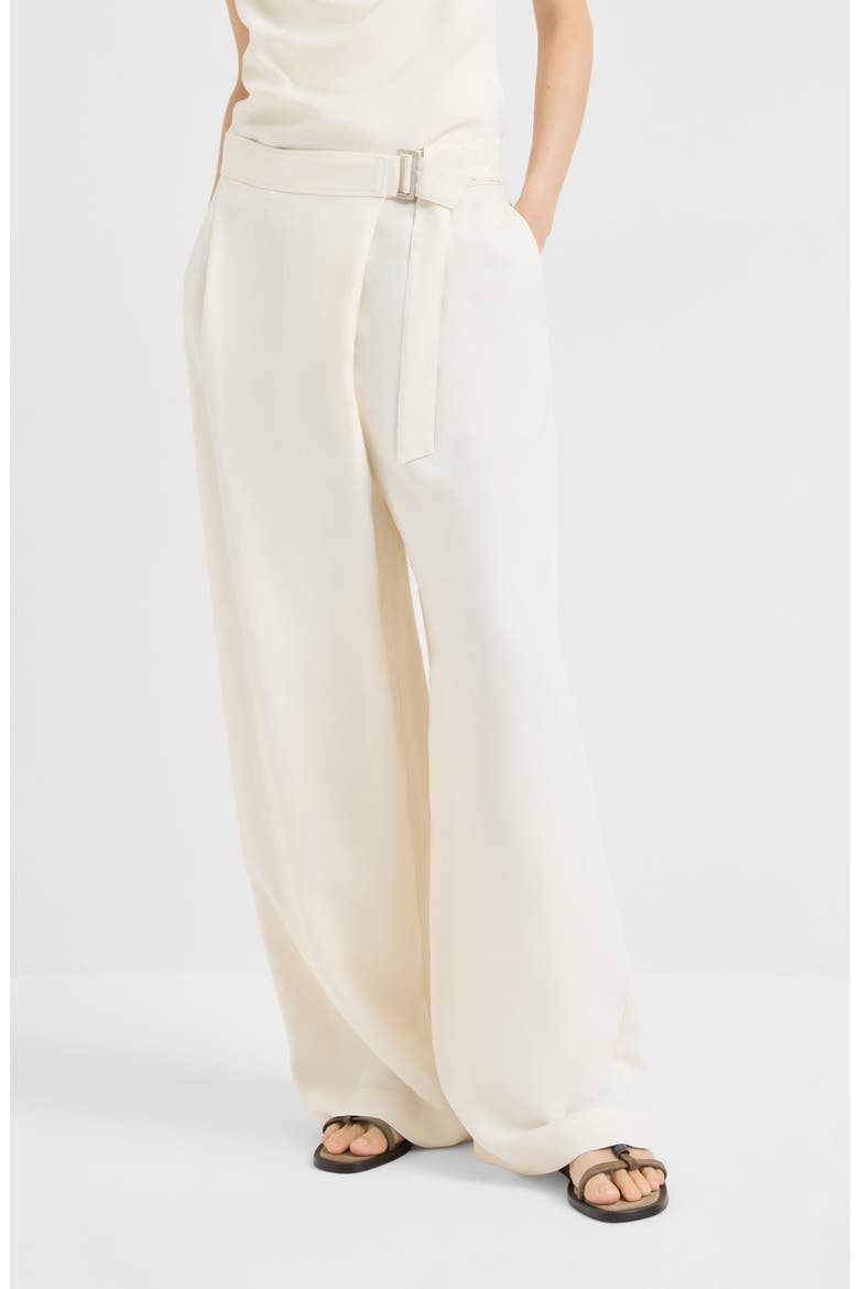 Sartorial wrap trousers, Main, color, Ivory