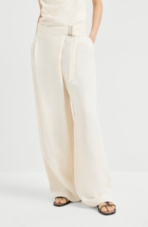 Brunello Cucinelli Sartorial wrap trousers in Ivory at Nordstrom, Size 38