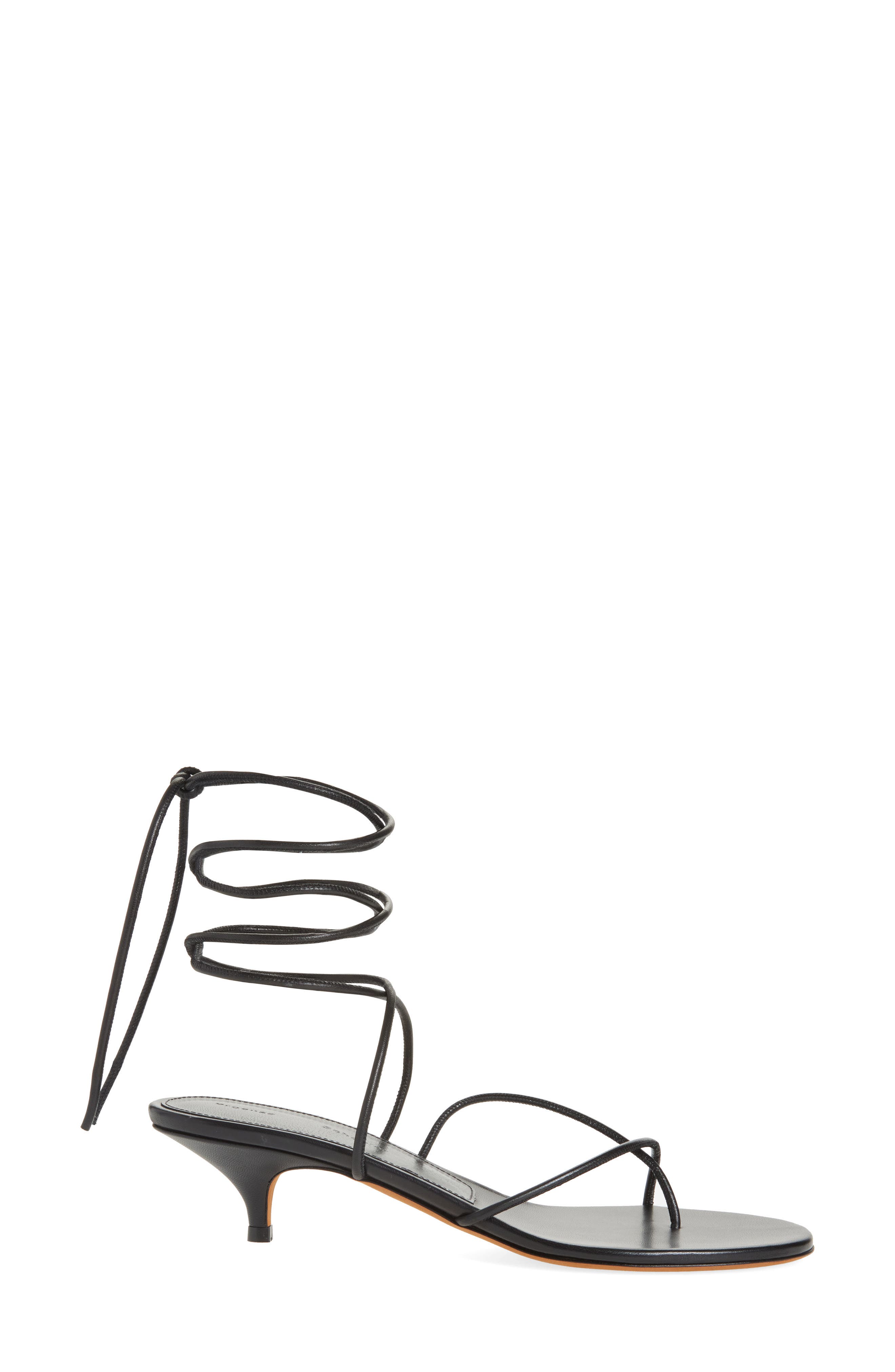 Proenza Schouler Slash Tie Kitten Heel Sandal, Alternate, color, Black