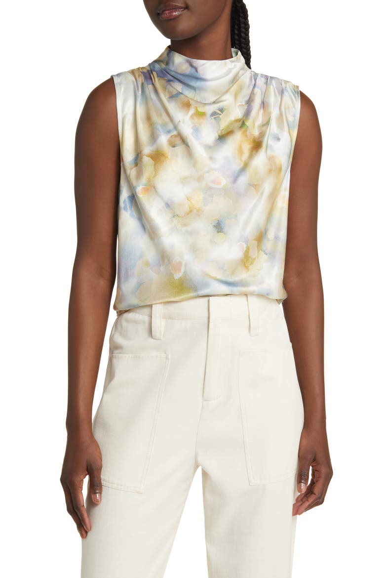 Kaleen Draped funnel Neck Top, Main, color, DIFFUSED BLOSSOM