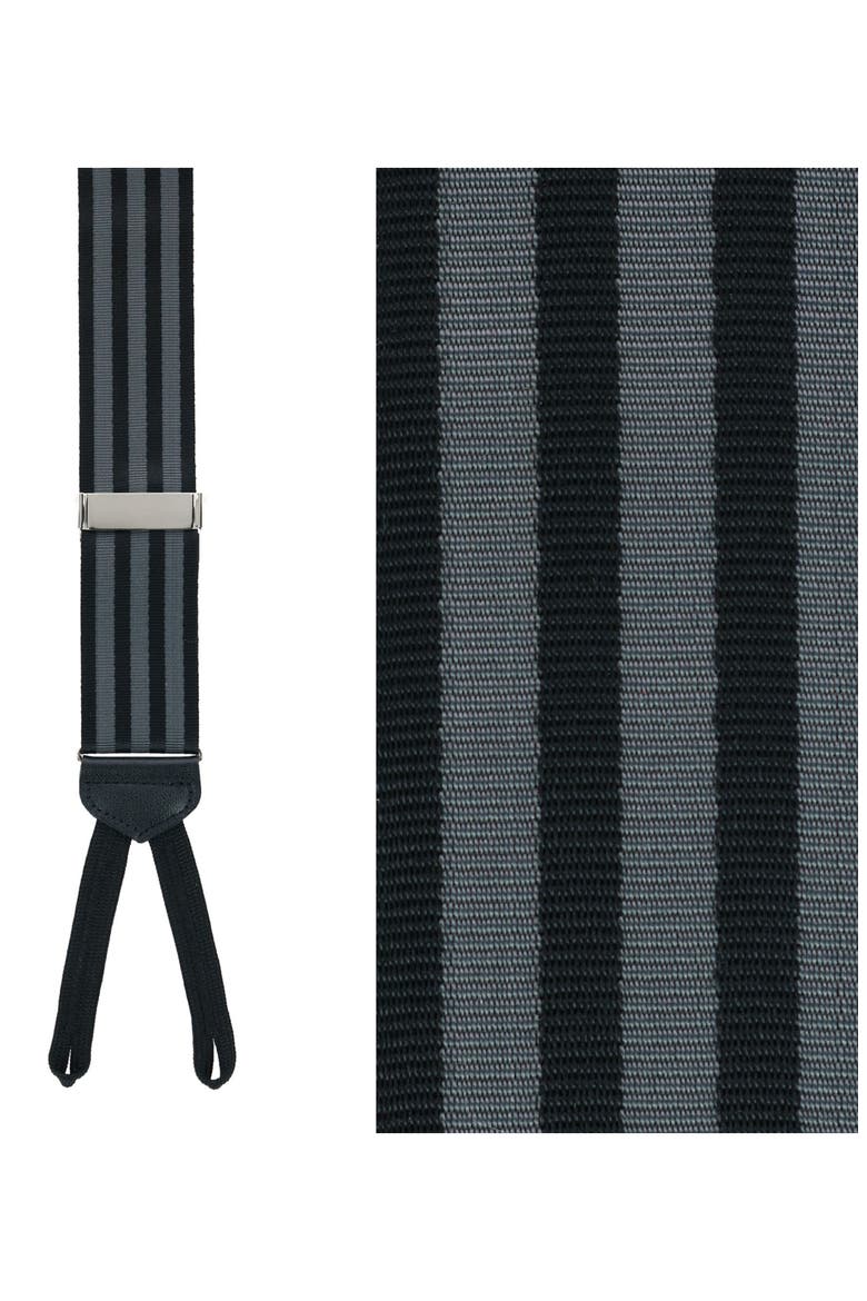 Astaire Grosgrain Stripe Silk Suspenders, Alternate, color, BLACK WITH GREY STRIPE