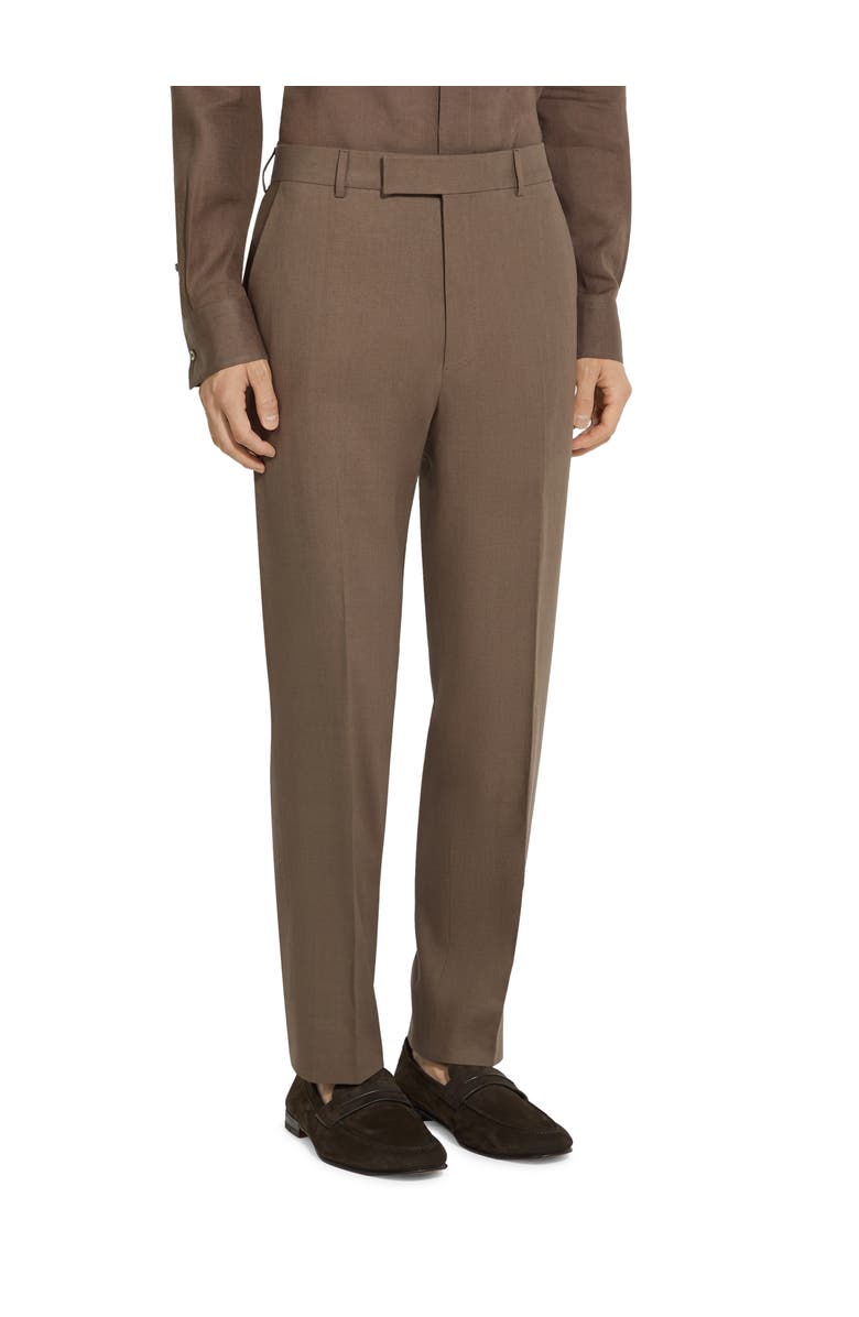 ZEGNA Linen Trousers, Main, color, Medium Brown