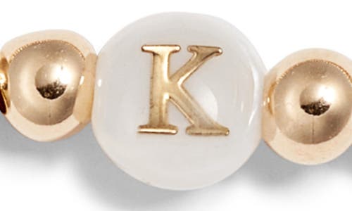 Nashelle Mother Of Pearl Initial Beaded Bracelet In Gold Fill K