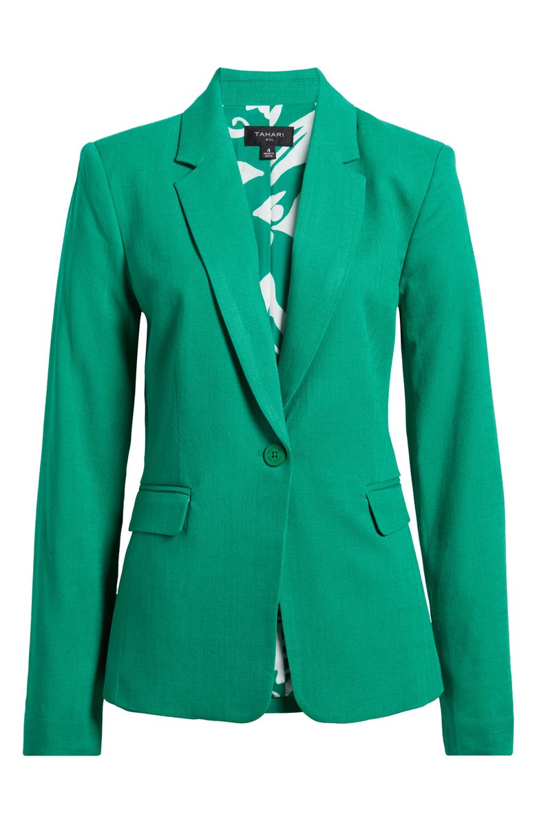 Tahari ASL One-Button Blazer, Alternate, color, Clover