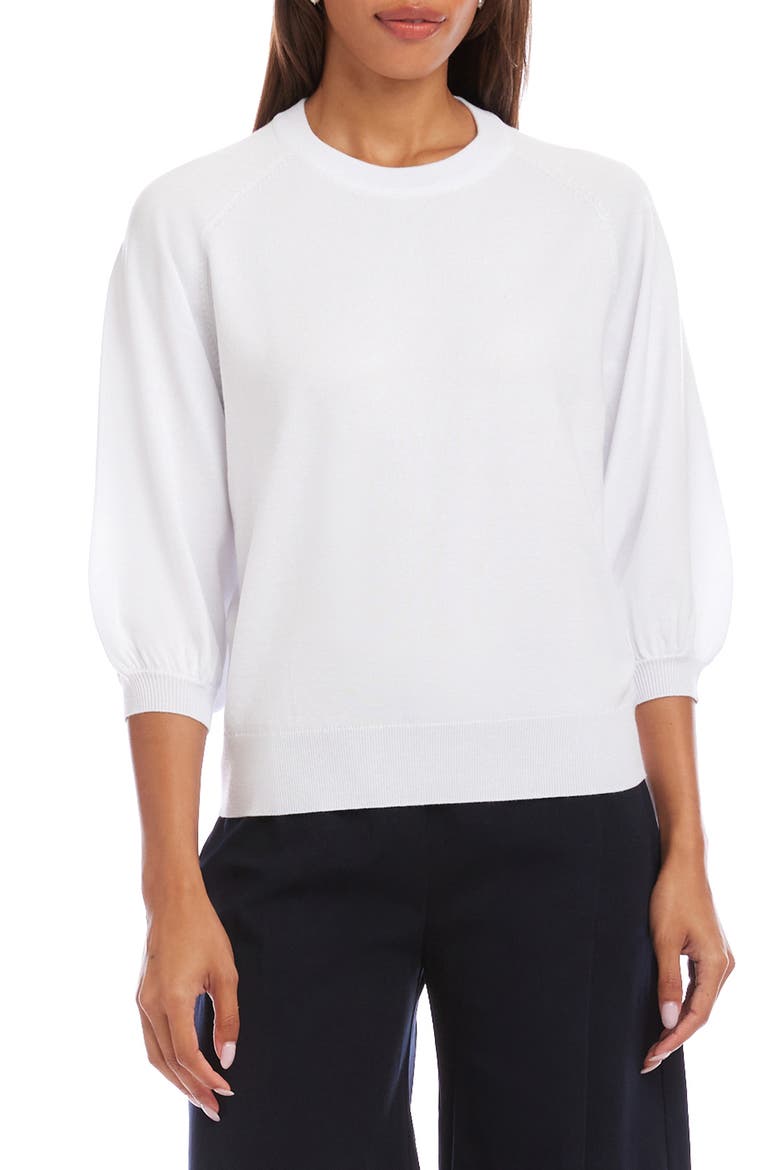 Puff Sleeve Sweater, Main, color, WHITE