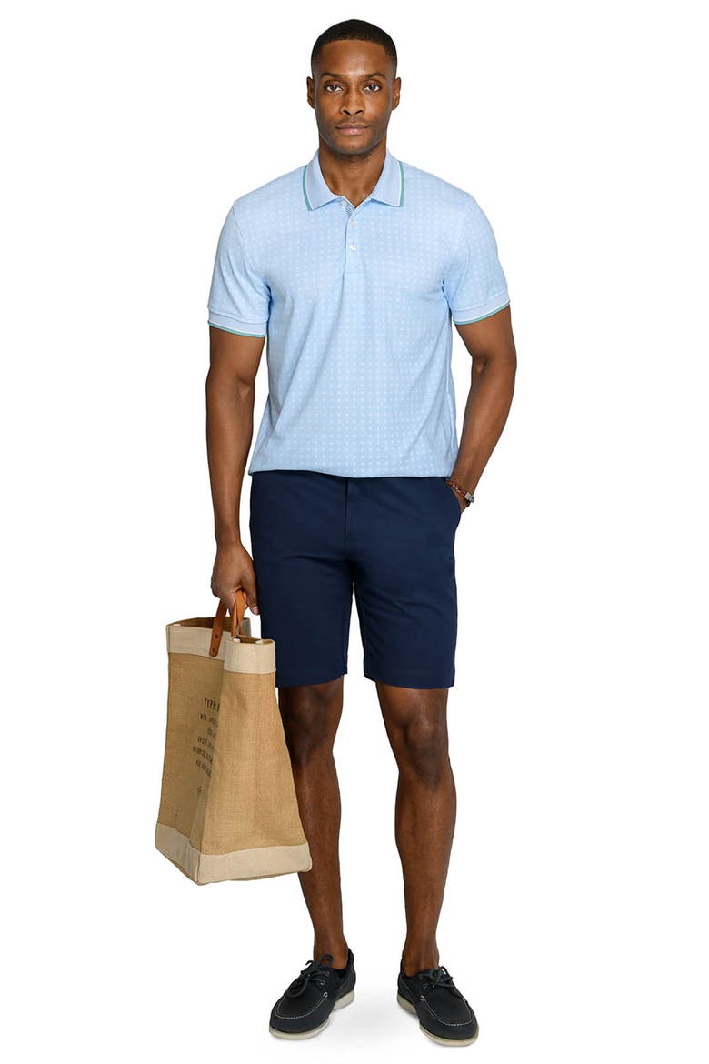 Slim Fit Square Dot Short Sleeve Polo, Alternate, color, LT BLUE