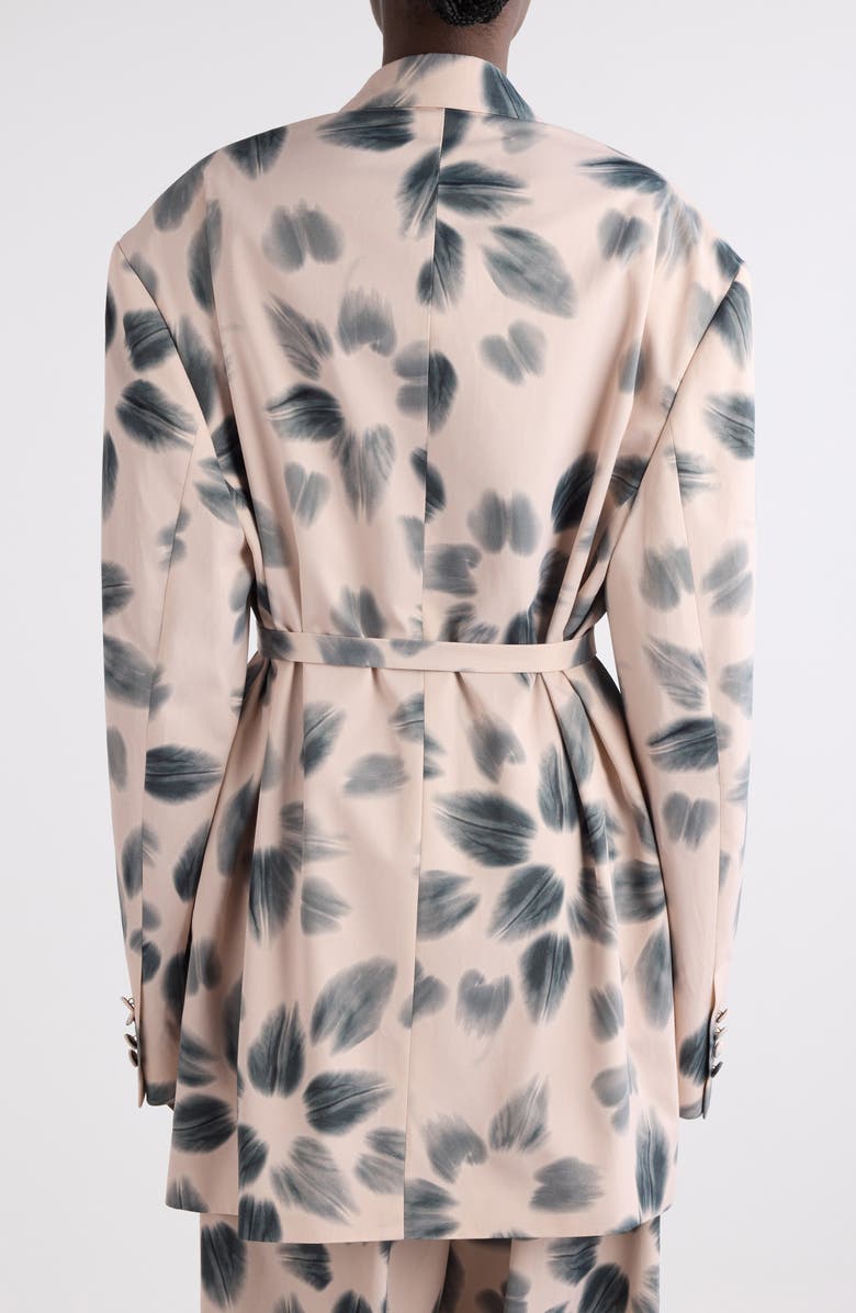 Dries Van Noten Blessy Floral Print Belted Double Breasted Blazer, Alternate, color, Blush