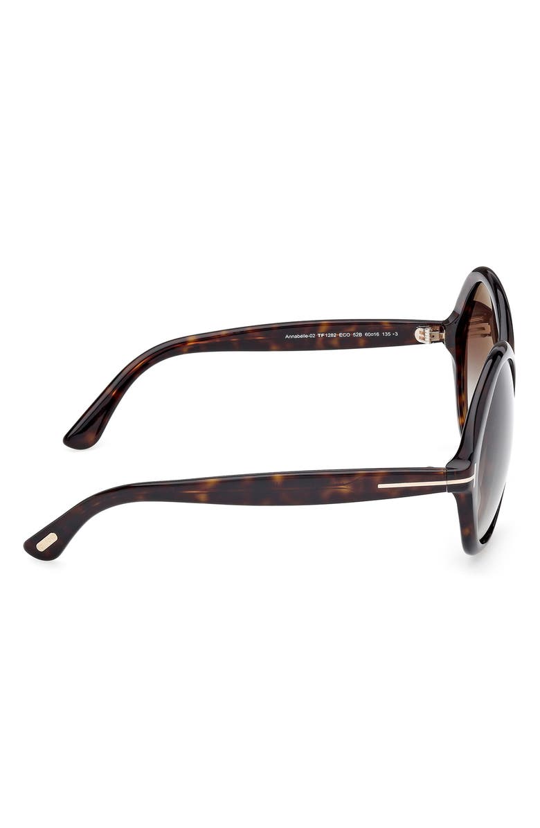 TOM FORD Annabelle 60mm Gradient Round Sunglasses, Alternate, color, Shiny Havana Eco / Grad Smoke