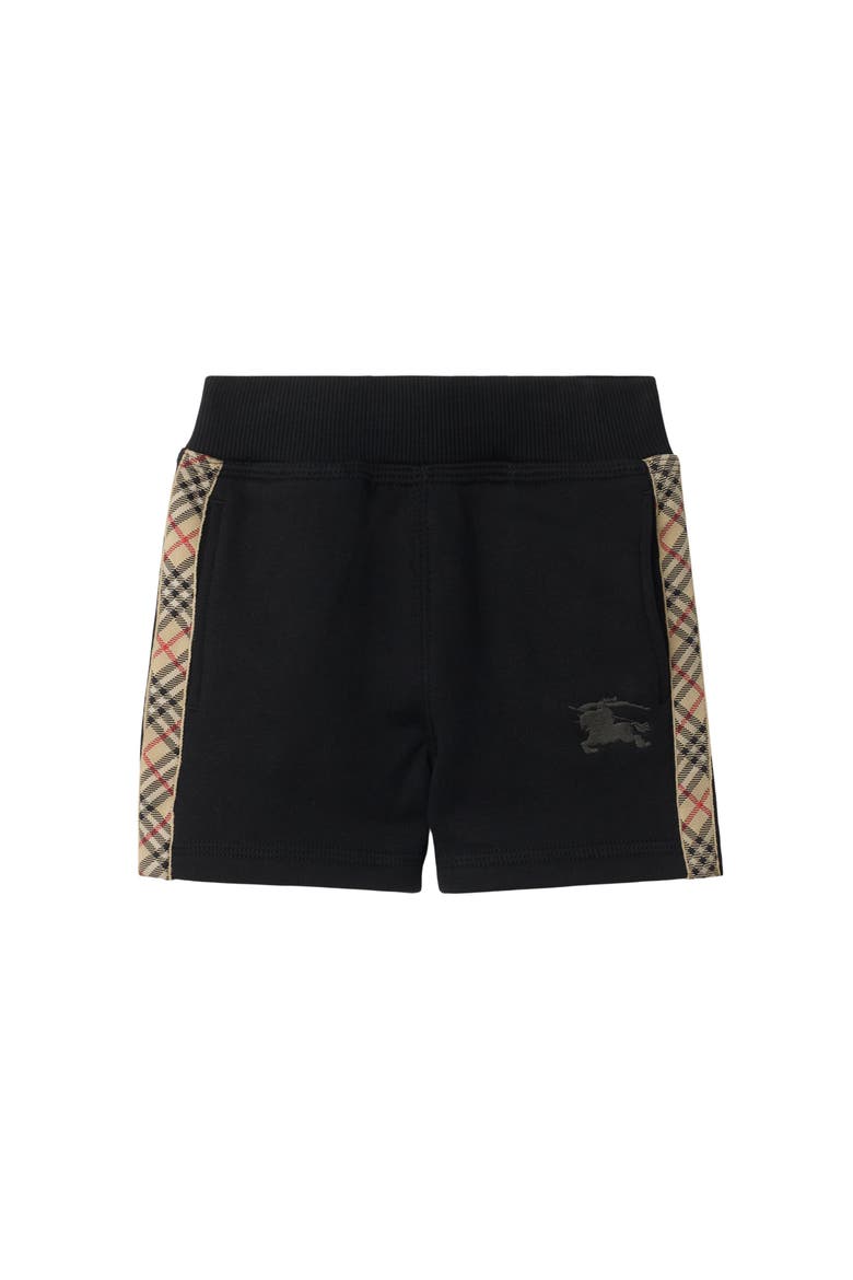 Check Trim Cotton Shorts, Main, color, Black
