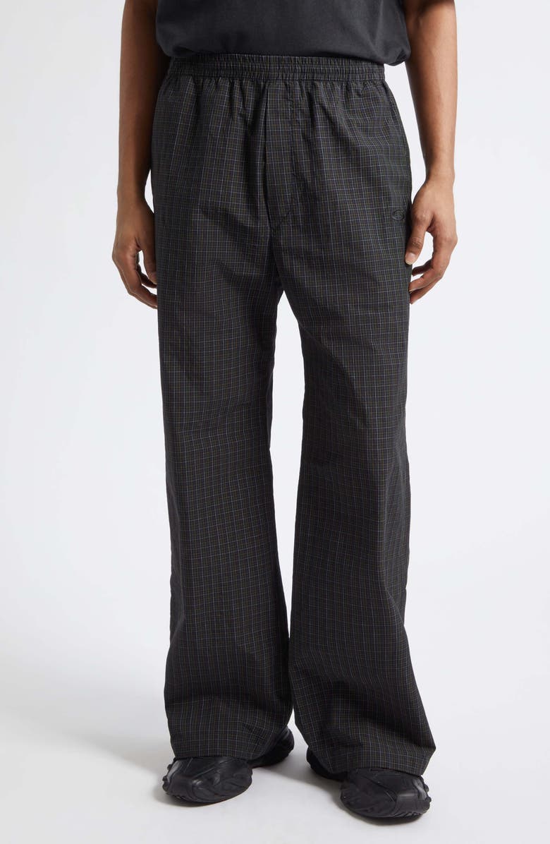 Balenciaga Plaid Cotton Pants, Main, color, 8069 Navy/ Dark Green