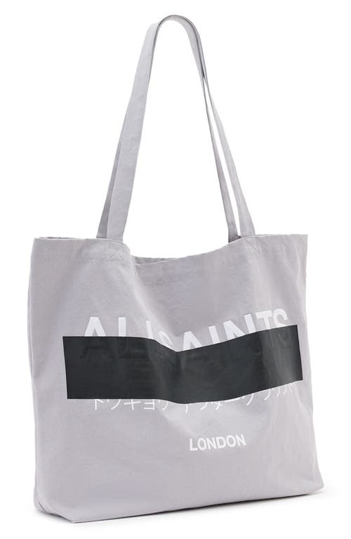 Shop Allsaints Redact Cotton Canvas Tote Bag In Machine Grey