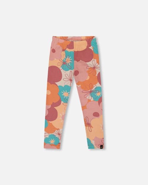 Deux Par Deux Organic Cotton Jersey Leggings With Cats In Multi