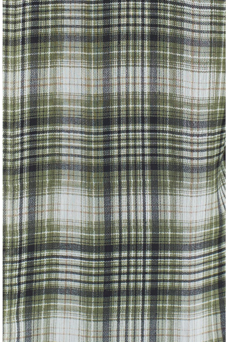 Plaid Crochet Back Yoke Chiffon Shirt, Alternate, color, IVORY/ GREEN