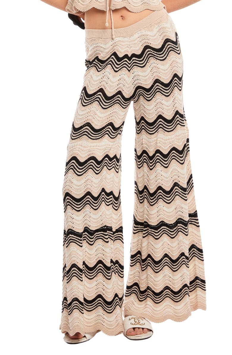 Capittana Kari Open Stitch Wide Leg Cover-Up Pants, Main, color, Neutral