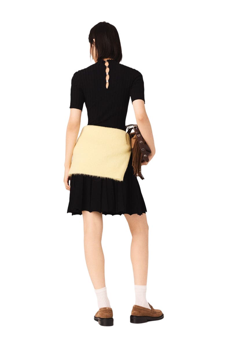 maje Mini knit dress, Alternate, color, Black