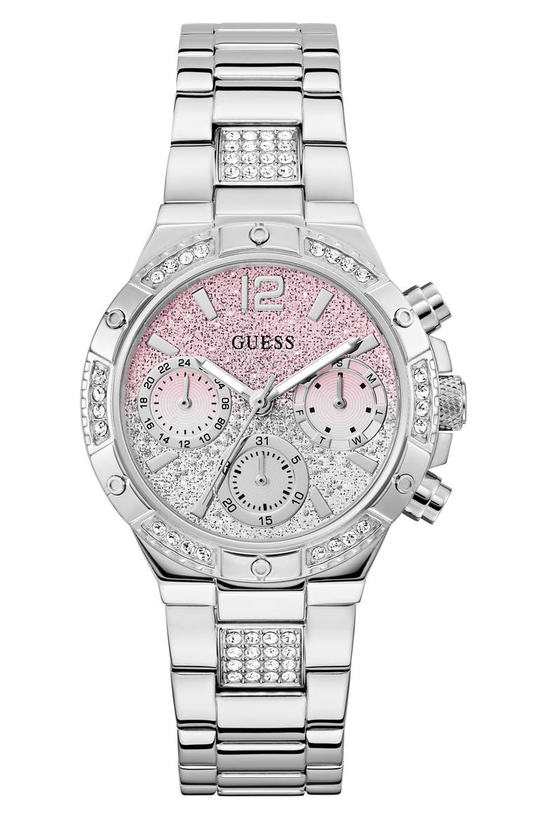 Silvertone Multifunction Bracelet Watch, 38mm, Main, color, OMBRE