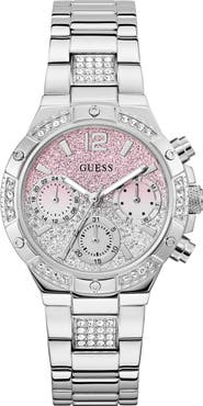 GUESS Silvertone Multifunction Bracelet Watch, 38mm