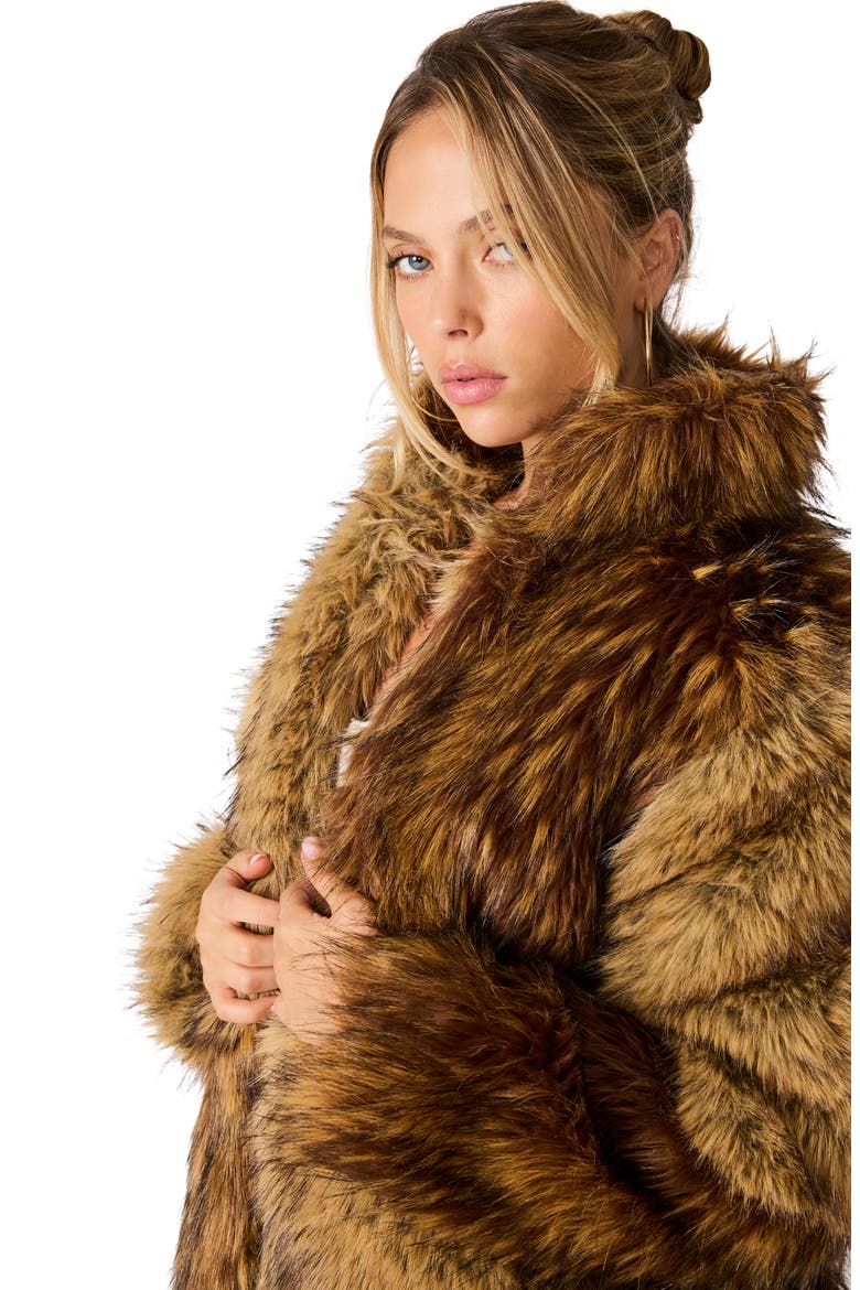 Norie Faux Fur Coat, Main, color, HONEY