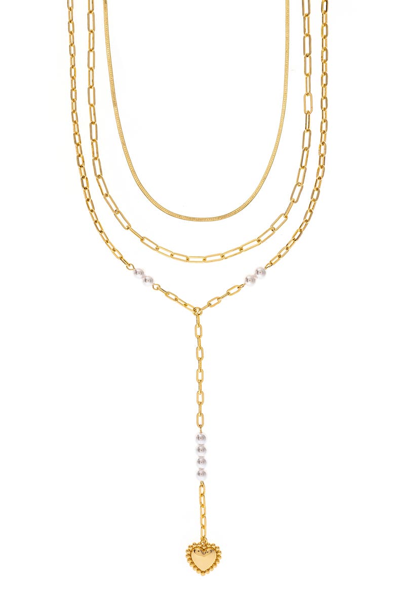 Set of 3 Chain Necklaces, Main, color, SATIN / PEARL