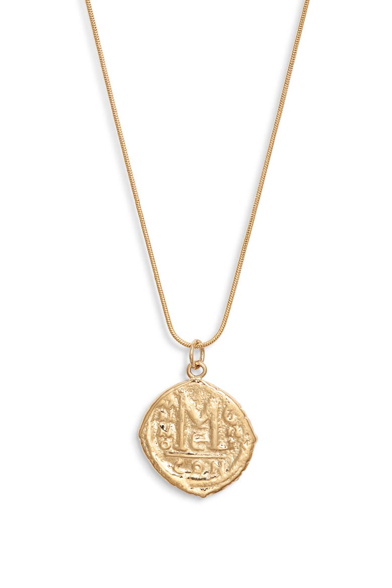 Cortez Coin Pendant Necklace, Main, color, GOLD