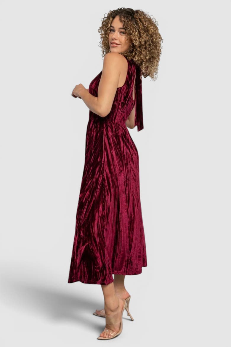 Octavia Velvet Midi Dress, Alternate, color, Cranberry