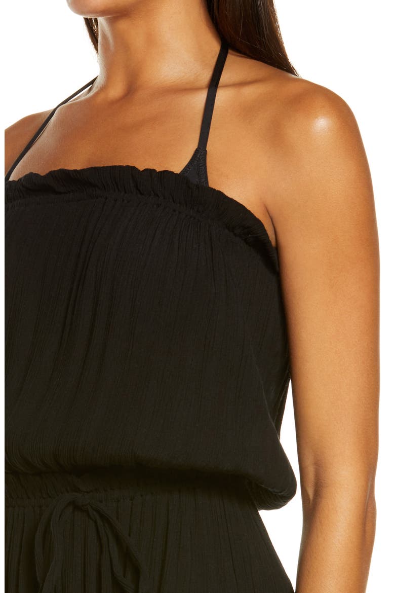 Ruffle Strapless Cover-Up Dress, Alternate, color, BLACK