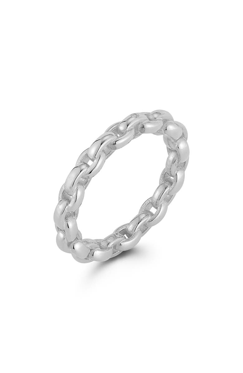 CHLOE AND MADISON Plated Sterling Silver Chain Band Ring - Size 6, Alternate, color,