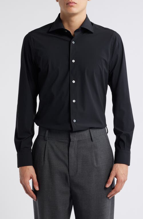 Zanella Piccadilly Solid Knit Nylon Blend Dress Shirt in Black 