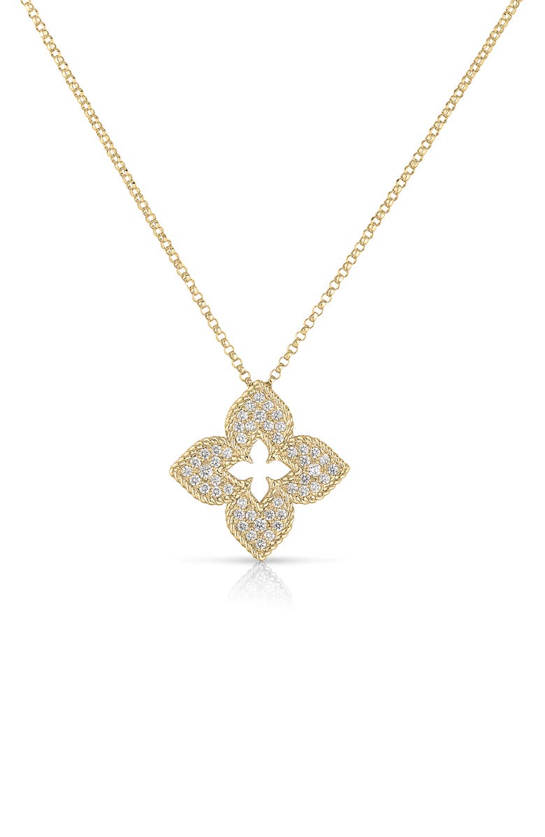 Roberto Coin Venetian Princess Diamond Pendant Necklace, Alternate, color, Yellow Gold