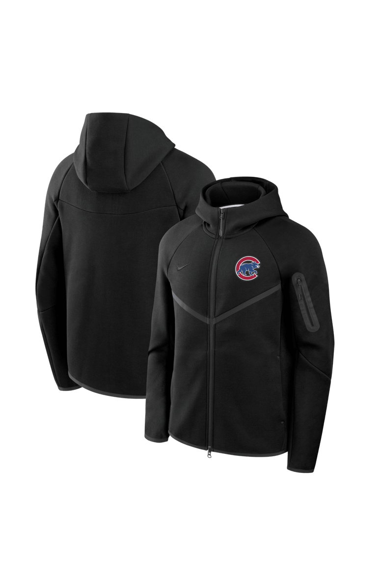 Nike Men's Nike Black Chicago Cubs Tech Fleece Raglan Full-Zip Windrunner Hoodie, Main, color, Black