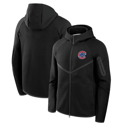 Men's Nike Black Chicago Cubs Tech Fleece Raglan Full-Zip Windrunner Hoodie