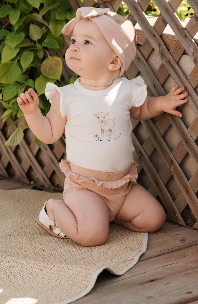 Petit Lem Little Lambs Bodysuits & Shorts Set, Alternate, color, Off White
