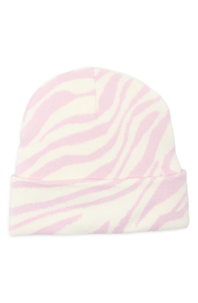The Accessory Collective Animal Stripe Beanie, Main, color, Pink