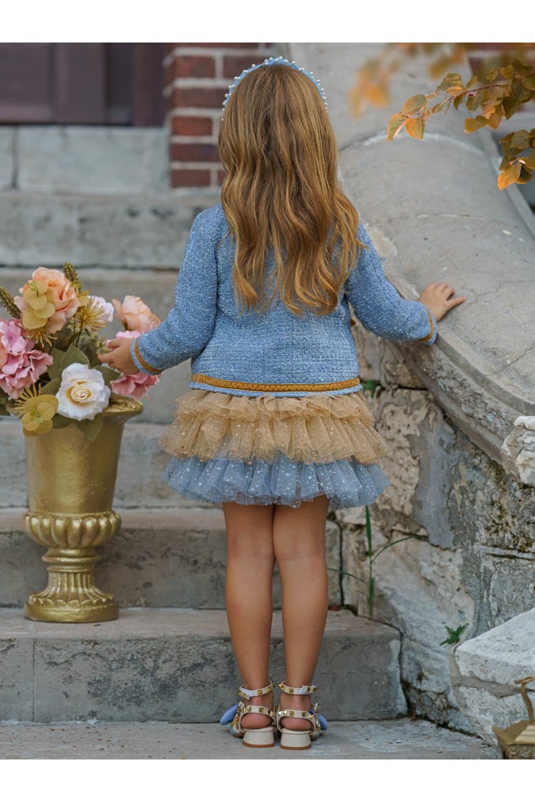 Hello Darling Tweed Jacket And Tulle Skirt(Toddler, Little Kid & Big Kid), Alternate, color, Blue