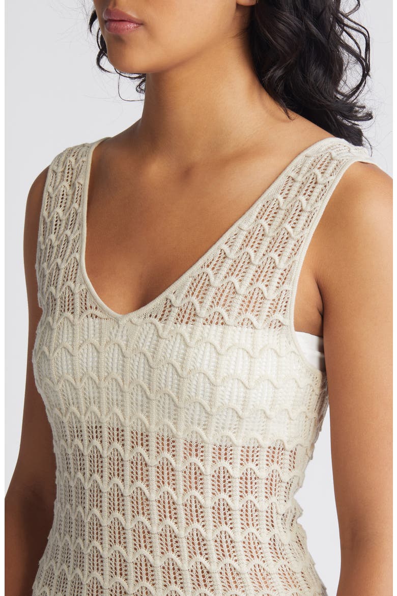 Santorini Sun Pointelle Stitch Sweater Midi Dress, Alternate, color, SHELL