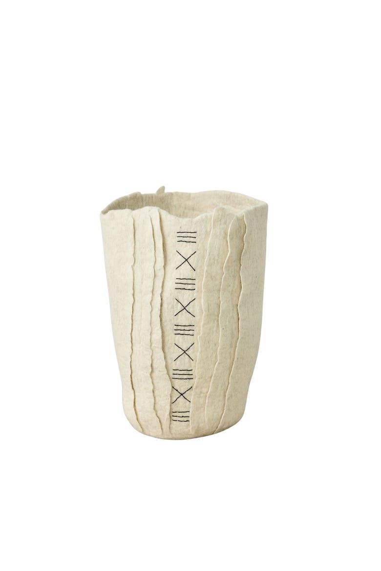 Zulu Hand-Felted Wool Floor Vase, Main, color, Ivory