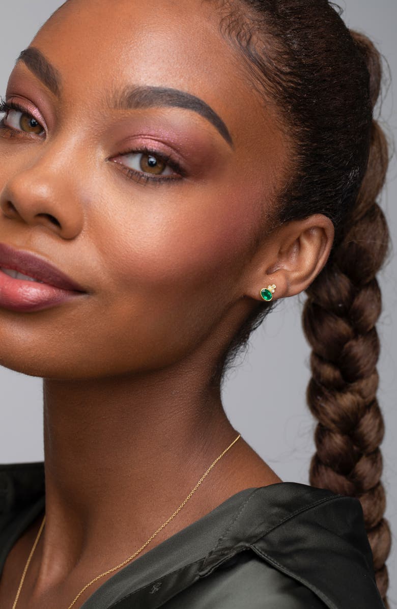 Bony Levy El Mar Emerald & Diamond Stud Earrings, Alternate, color, 