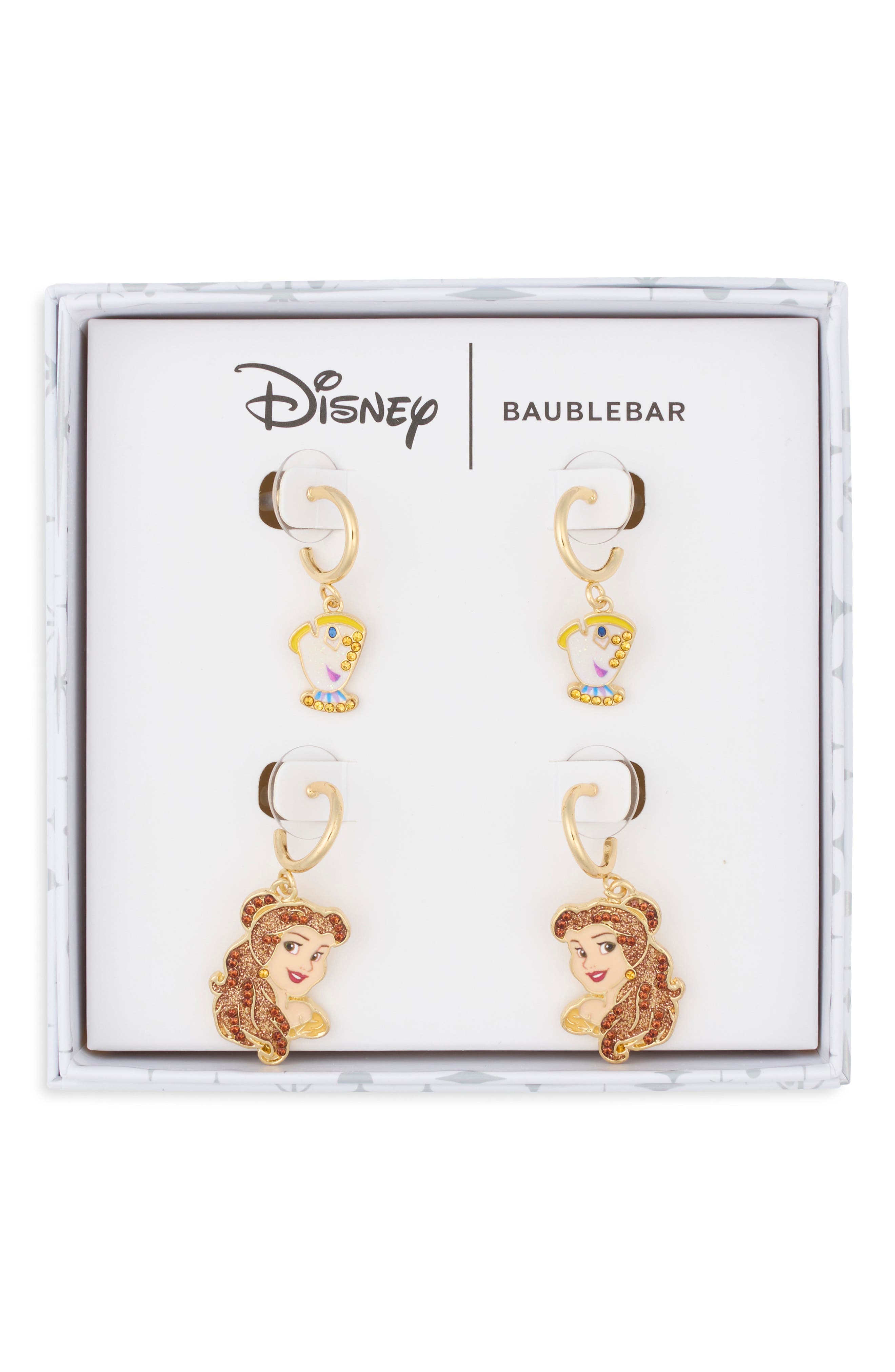 Disney Belle & Chip Set of 2 Hoop Earrings