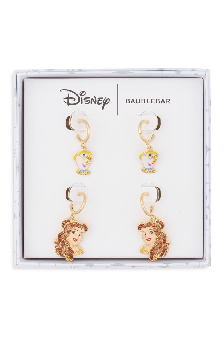 Disney Belle & Chip Set of 2 Hoop Earrings, Main, color, MULTI