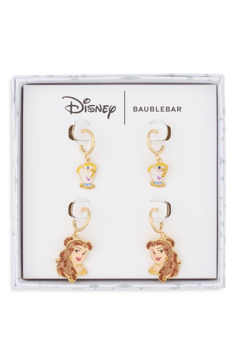 Disney Belle & Chip Set of 2 Hoop Earrings