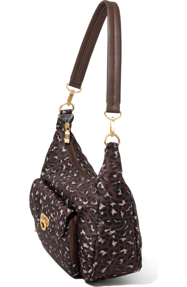 BAGGALLINI Coastal Flip Lock Half Moon Bag, Alternate, color, Ganache Cheetah Gold Hardware