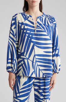 Palm Print Long Sleeve Top