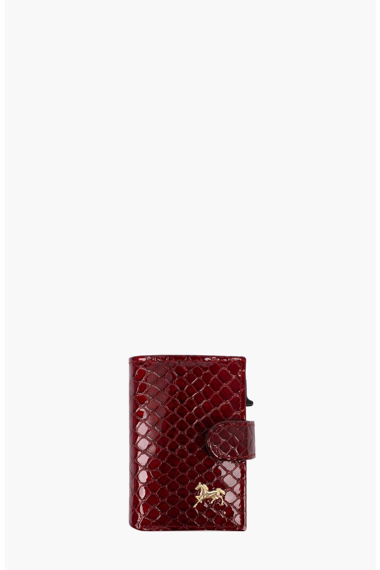 Gallop Bifold Pop Up Slim Patent Leather Wallet 22, Main, color, Red