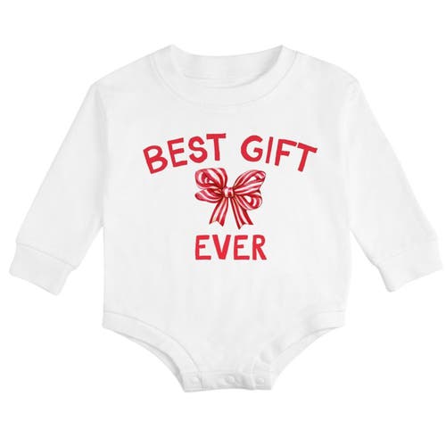 Sweet Wink Best Gift Ever Christmas Long Sleeve Romper In White