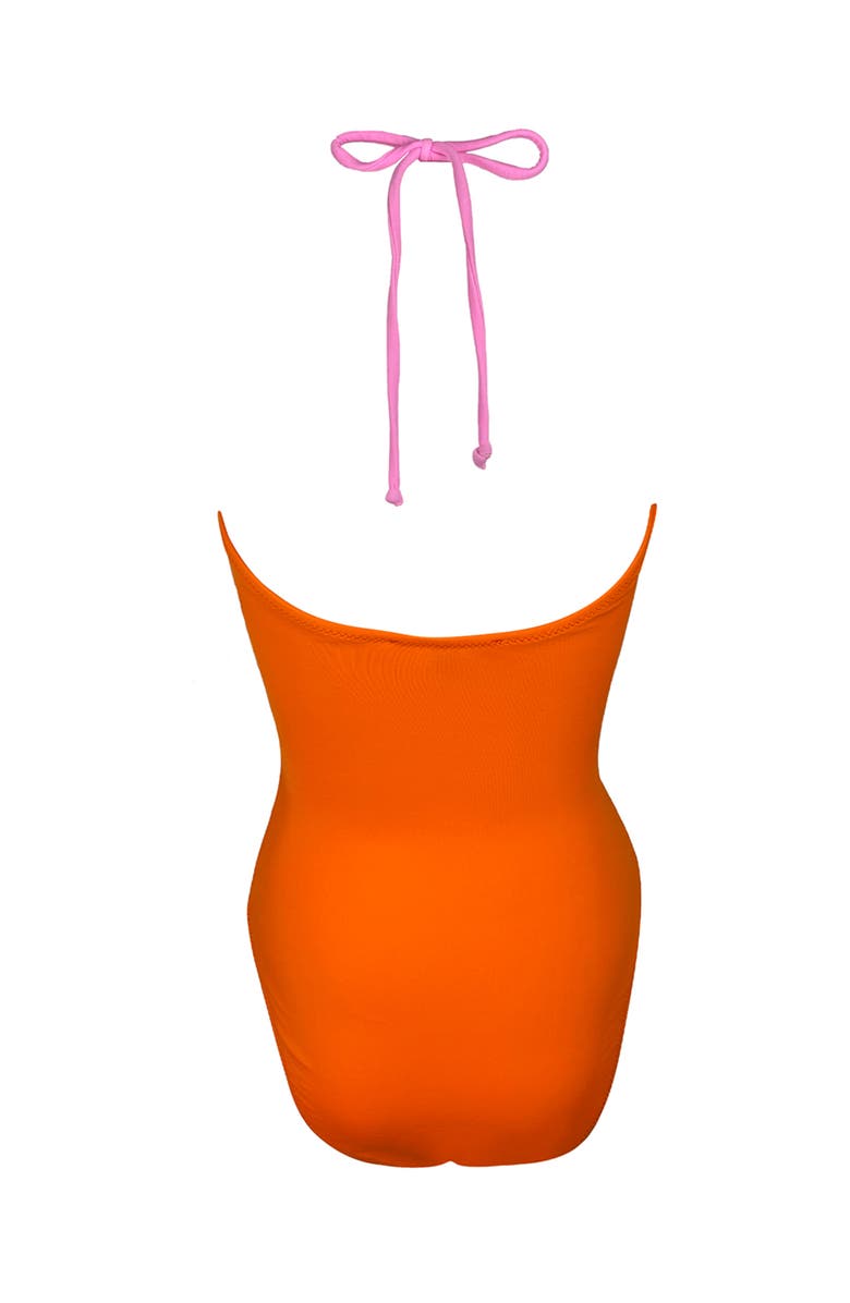 NESSI BYRD Kids' Pink-Orange Cut-Out Big Flower Detail One-Piece Swimsuit, Alternate, color, Pink-Orange