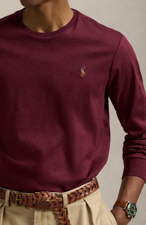 Polo Ralph Lauren Bordeaux Crewneck Sweater With Pony Logo Embroidered On The Front In Burgundy