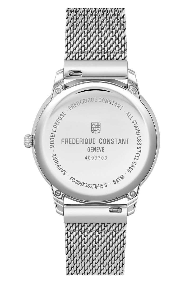 FREDERIQUE CONSTANT Classics Moneta Moonphase Milanese Mesh Strap Watch, 37mm, Alternate, color, Silver-Tone