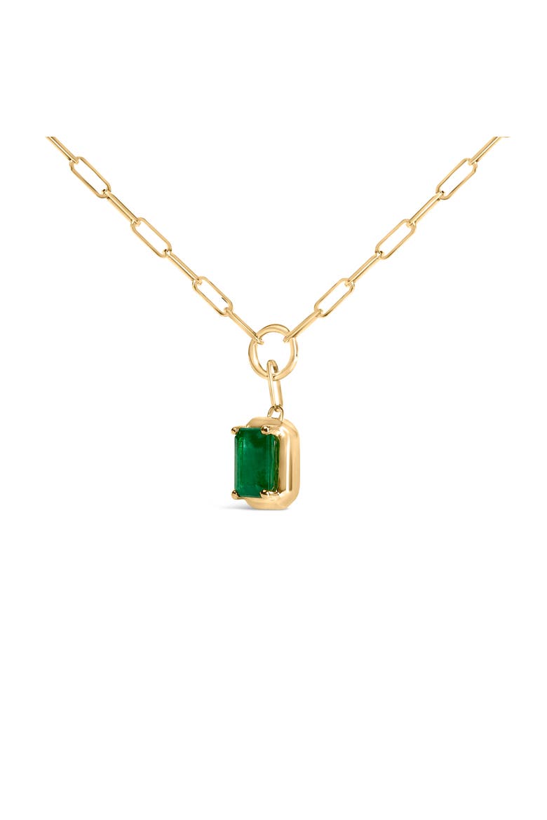 10K Yellow Gold Emerald Cut 6x4 MM Green Emerald Solitaire Pendant Necklace, Alternate, color, Yellow