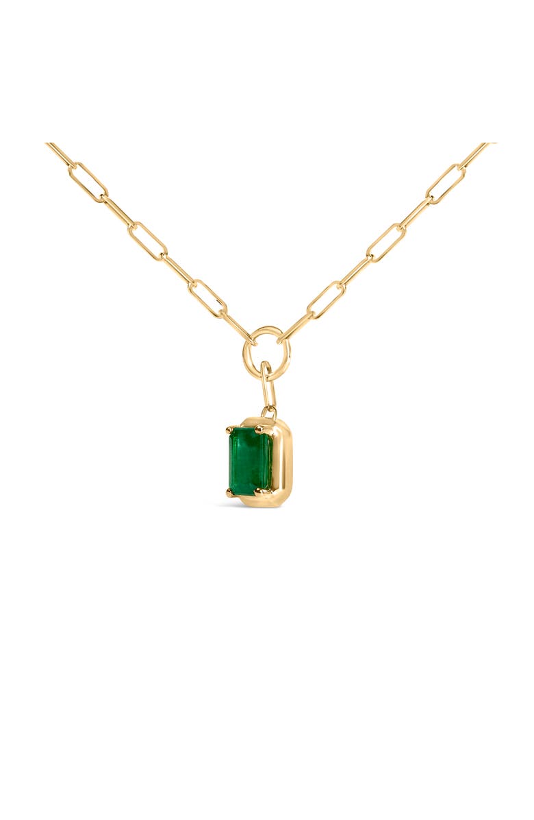 Haus of Brilliance 10K Yellow Gold Emerald Cut 6x4 MM Green Emerald Solitaire Pendant Necklace, Alternate, color, Yellow